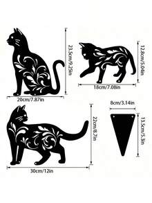 POSIGLOWTH 1pc Metal Iron Black Cat 3pcs/Set Animal Silhouette Garden Decoration, Halloween/Easter/Christmas Courtyard Horror Decoration, Ground Plug Ornament Art