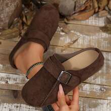 Women Summer Break Shoes Simple Metal Decor Flat Casual Loafers - 咖啡棕 - 查看 1