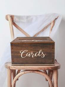 1 套乡村风格木制婚礼卡盒，带插槽签到盒，多功能婚礼登记盒，婚礼请柬放置盒，用于婚礼派对装饰用品，非常适合招待会、礼品和钱款、新娘送礼会装饰，长度：20 宽度：15.5 高度：12