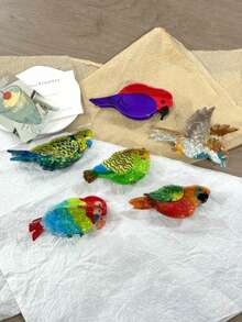 1 件鹦鹉、燕子和小鸟图案发夹，适合女士，办公室发型装饰，适用于发饰、发饰、发爪、爪夹、发夹、发夹，秋冬度假装女士 - 彩色 - 查看 10