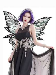 Foil Print Fairy Wings Adults Dress Up Sparkling Sheer Butterfly Wings Transparent Fairy Wings Halloween Costume For Women Angel Wings