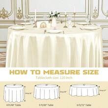 Paquete de 6 manteles redondos de color marfil mantel de tela de saten de 120 pulgadas para mesa redonda resistente a las arrugas lavable ropa de mesa de seda brillante para bodas fiestas mesas - Marfil - Ver 2