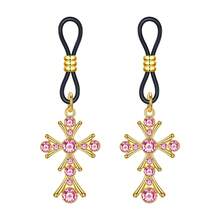 2 Pcs Pink Rhinestone Heart,Star,Butterfly,Cross Fake Nipple Rings For Women, Nipple Nipple Jewelry Non Piercing Dangle Nipple Ring, Non Pierced Nipple Body Jewelry