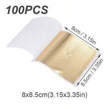 100/500pcs Imitation Gold Foil Paper Leaf Gilding Painting DIY Furniture Decoration Craft Paper, For Festive Scene Decoration,Resin Crafts,Furniture Lines, Ceiling, Jewelry Making Gold-Plated Decoration
