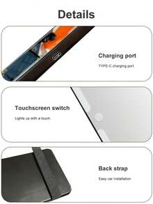 3-Mode Lighted Vanity Visor Mirror, Rechargeable Adjustable Brightness Touch Control Travel Makeup Mirror, Suitable For Trucks And SUVs - Style a - View 8