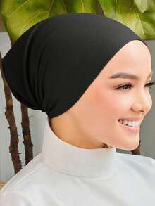 1 件纯色简约时尚柔软舒适管状头巾头巾帽，女士头饰，适合日常生活和户外运动 - 藏青 - 查看 1