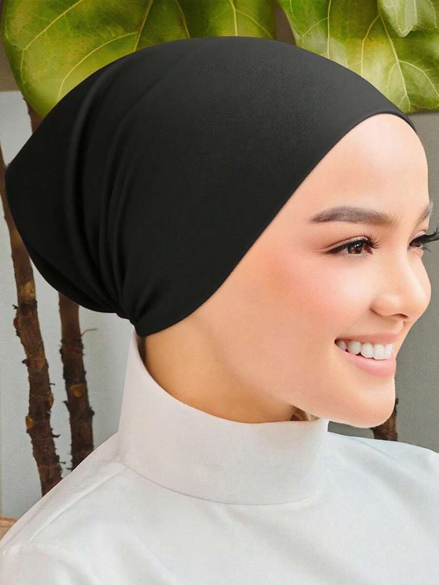 1 件纯色简约时尚柔软舒适管状头巾头巾帽，女士头饰，适合日常生活和户外运动 - 藏青 - 查看 1