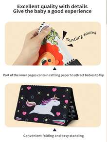 Libro de tela de calendario para bebé, diseño de patrón de doble cara + práctica de levantar, espejo divertido incorporado interactivo, lectura compartida entre padres e hijos Libro de tela 3D, colgante para cama/coche/cochecito, juguete calmante para bebés de 0 a 12 meses, regalo de Navidad/Halloween/cumpleaños