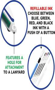 BIC 4-Color Original Retractable Ball Pens, Versatile 10mm Medium Point, Long-Lasting Ink, Great Gift Idea, 3-Count In Assorted Colors - trắng - Xem 8