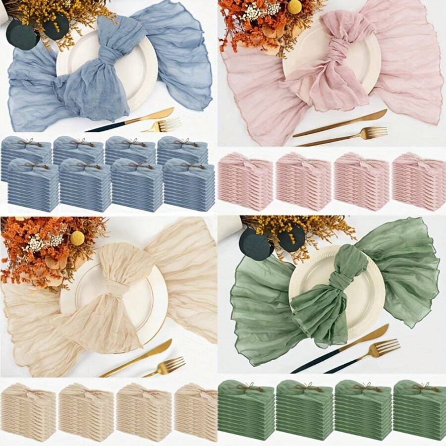 42pcs Christmas Napkins, 17.72x17.72cm Crinkle Soft Fabric Napkins, Suitable For Wedding Party Events Table Decoration Home Decor Christmas Decorations Room Decor Winter