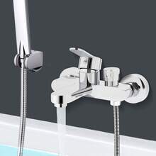 Grifo de bañera, grifo monomando, grifo de bañera de superficie para montaje en pared, grifo de ducha de baño plateado - Plateado - Ver 3