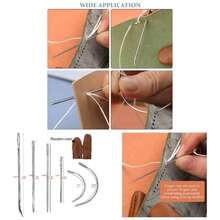 9 Pcs Heavy Duty Hand Sewing Needles Kit, Leather Sewing Needles With 5 Leather Hand Sewing Needle And 4 Curved Needle Home Upholstery, Leather Needles Hand Sewing, Carpet Canvas Repairu2026