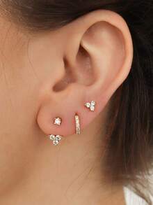 2pcs Simple Exaggerated Wide Metal Clip Earrings For Women, Daily Match & Vacation Gift - Yellow Gold - View 4