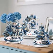 1/3/6 件圣诞蓝色雪人桌面装饰趣味多功能 2D 亚克力牌匾家居宿舍办公室桌面装饰冬季派对聚会礼物 - 彩色 - 查看 2