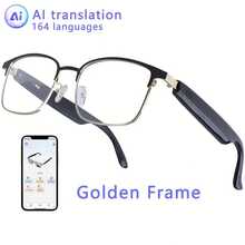 AI Smart Translation Glasses, Support Real-Time Translation In 164 Languages, Conference Recording, Face-To-Face Translation, Simultaneous Interpretation With Mobile Glasses, Voice And Video Translation, Built-In Microphone And Speaker, Multi-Function Audio Glasses, Color-Changing Lenses, Built-In Microphone And Speaker, HD Voice Calls And HIFI Music Quality, Perfect Gift - Khung vàng đen + dịch AI - Xem 8