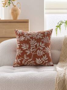 1 件橙叶刺绣装饰抱枕套，适合室内装饰，四季皆宜，不含枕芯 - 橘色 - 查看 11