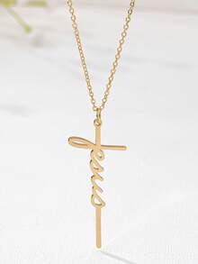 1 chiếc vòng cổ mặt thánh giá và Chúa Jesus, phù hợp cho trang phục hàng ngày, dự tiệc và sự kiện của phụ nữ - Vàng - Xem 4