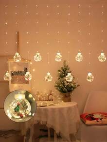 10 LED Christmas Santa Claus/Christmas Tree/Snowman Curtain Lights - Multifunctional Christmas Wishing Ball Lights - USB Powered 8 Modes, Suitable For Indoor And Outdoor Decoration, Classic Christmas LED Curtain Lights | USB Powered Wishing Ball Snowman Pendant, Wired With Button Control, Flashing Yellow Lights, Suitable For Holiday Decoration - Applicable For Christmas, Halloween, Thanksgiving And New Year, Ideal For Holiday And Seasonal Celebrations (Batteries Not Included)Halloween Decor Christmas Decoration Thanksgiving Wedding Home Decor Home Decor Fall Decor Autumn Decor Birthday Decorations For Gifts Party Supplies Indoor Outdoor Garden Holiday Festival Decor Wall Decor Halloween Ornaments