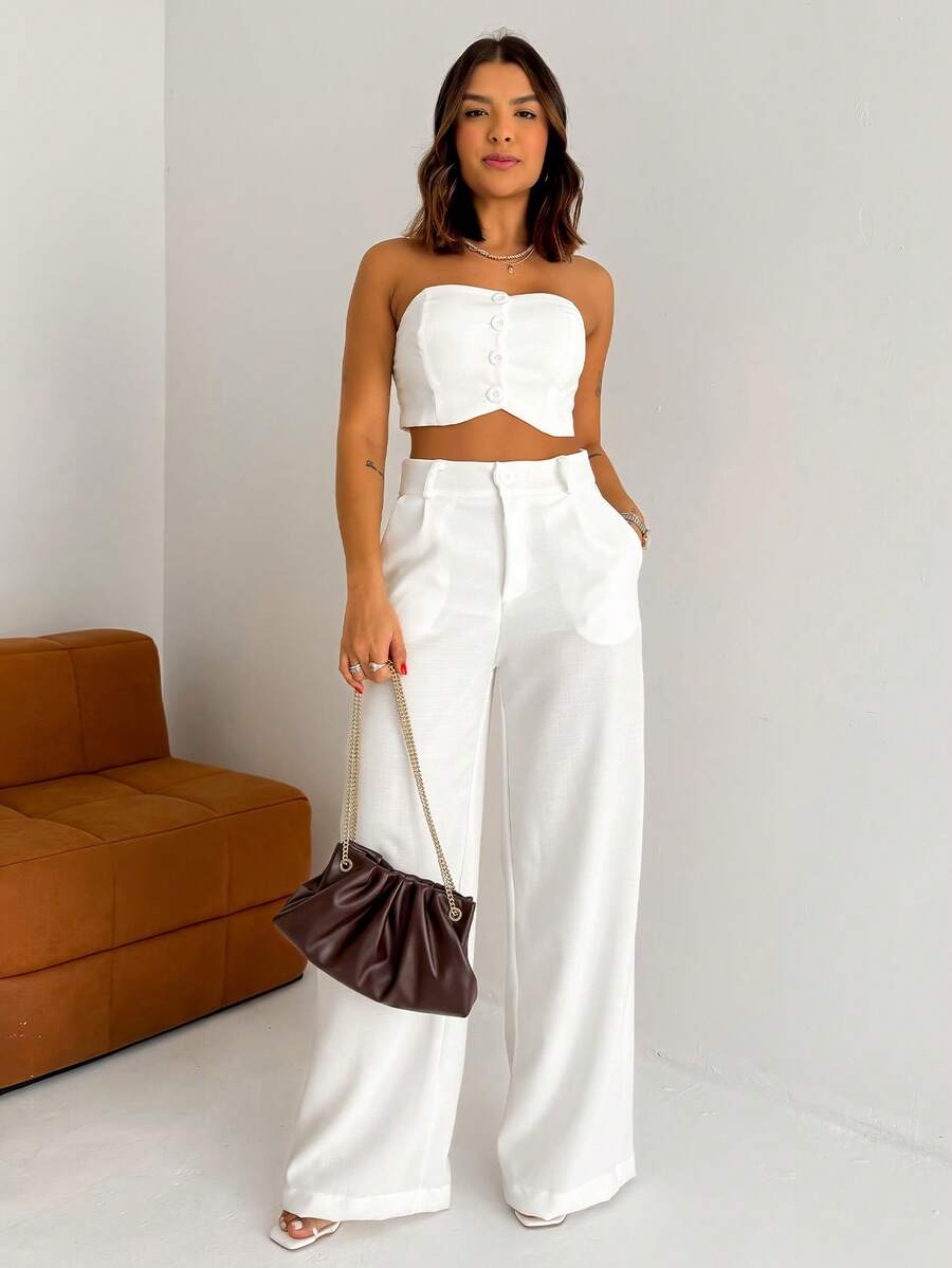 Top Set With Buttons And Linen Trousers, Maitê LUNII Fall/Winter Collection - Apagado - Ver 1