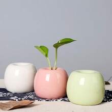 Mini Ceramic Round Flower Vase, Fresh And Stylish Floral Container, Hydroponics Vase Decor For Home, Living Room Flower Arrangement - Multicolor - View 5