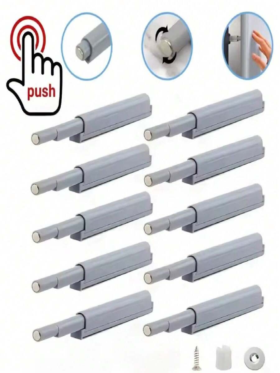 5/10pcs Cabinet Soft Close Door Catches, Magnetic Adsorption Silent Closing With Invisible Handle, Furniture Hardware Accessories - Grey - View 1