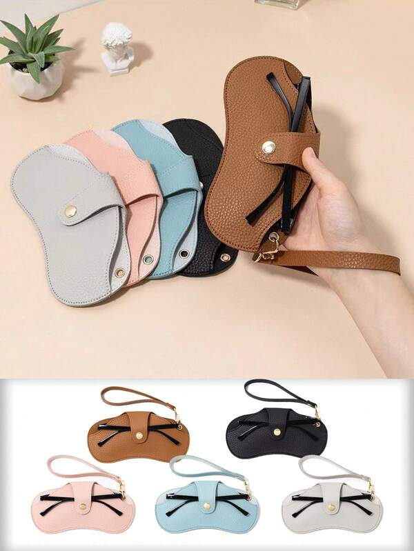 Stylish New Anti-Scratch PU Leather Glasses Case With Neck Strap, Large Capacity For Eyeglasses And – Perfect Halloween, Christmas & Thanksgiving Gift,Ideal Glasses Storage Supplies