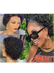 150% Density, Short Curly Wave Lace Frontal Wig - Natural Human Hair, 13x4 Glueless Front, Elegant Pixie Cut Style, Versatile, 6 Inch, Short Curly Wig Curly Wave Lace Front Human Hair Wig For Women Chic Pixie Cut Bob Wig For Women - Halloween Pre-Plucked With Youngsters Hair, Short Curly Human Hair Pixie Cut Wig Human Hair Short Bob Human Hair Wigs Pre Plucked Short Curly Human Hair Wigs Pixie Cut With Baby Hair Pixie Cut Bob Wig
