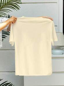 Summer 90s Harajuku Style Bunny Shirt, 90s Japanese Bunny Pattern T-Shirt,  Retro 100% Cotton-Shirt. - 杏色 - 查看 2