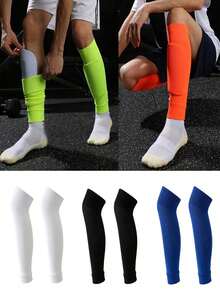 Herren Fußballsocken mit Beinschützern, atmungsaktive Überknie-Beinwärmer, rutschfest, stoßabsorbierend, komfortable Kompressionsärmel für Basketball, Sport & Outdoor-Aktivitäten (es gibt Farbunterschiede) - Verschiedenfarbig - Übersicht 4