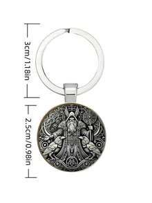 1pc Odin And Raven Design Keychain, With Celtic Knot And Raven, Vintage Viking Decor, Suitable For Bag Accessories, Car Pendant, Anniversary, Halloween, Christmas Gifts