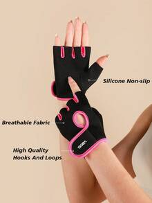 VBOSI 1 Pair Half Finger Adjustable Breathable Sports Gloves For Weightlifting Dumbbell Cycling Fitness Training Gym Accessories, Sport, Gym, Home Exercise, Women's Gym Gloves, Boxing Gloves, Gym Gloves, Gym Gloves, Men's Gym Gloves - Pink - View 3