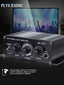 AK-270迷你双声道汽车立体声功放，家庭影院音响系统，12V立体声功放，带低音和高音调节。