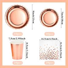 10/20/60 piezas Suministros de fiesta en color oro rosa, platos y servilletas de papel en oro rosa, adecuados para boda, despedida de soltera, compromiso, fiesta de cumpleaños (oro rosa), suministros para cena familiar, suministros para fiesta de Navidad