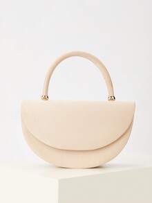 优雅丝绒女士手提包，简约链条手拿包，轻便奢华派对/晚宴包，送给女朋友的完美生日礼物，适合派对、婚礼、舞会、正式场合，可搭配节日派对礼服、晚礼服和亮片连衣裙。 - 杏色 - 查看 2