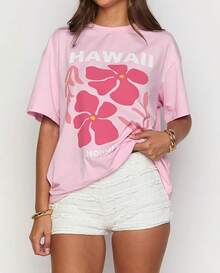 Women's Teens Oversized Graphic Tee Shirts Y2k Short Sleeve Floral Aesthetic Tshirt Top Summer Cute Preppy Clothes-For Women, Holiday, Vacation - 查看 2