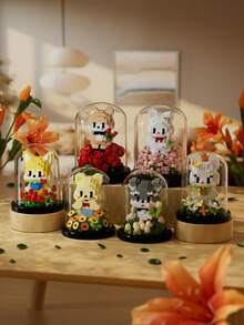 6 Stile (0-6 Zoll) süße Bauklötze für Haustiere, hergestellt aus ABS-Kunststoff, Haustier-Garten-Bauklötzchen-Serie, kleine Tier-Bauklötzchen-Serie, süßer Stil, verschiedene Farben, Formen wie Blumen, Bären, Hasen, Füchse, Grauwölfe usw. Tischdekoration, Raumdekoration, Dekorationsartikel