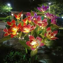 1/2/4PCS Solar Lights Outdoor Garden Decor - Upgraded Solar Garden Lights With 7 Powered Orchid Lights, Solar Outdoor Lights Solar Decorative Lights For Garden, Patio, Yard, Gifts For Mother(Pink, White, Orange, Yellow, Red, Purple) - 蘭花 - 查看 3