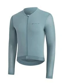 HISERWA 男士骑行服 高弹力透气速干长袖骑行服 特点：速干透气面料 YKK 拉链 圆领骑行服 - 藍色 - 查看 3