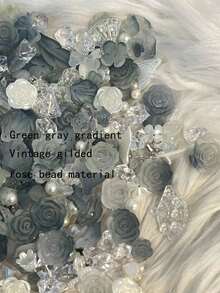 100pcs/Pack 70g Grey Gradient Starry Sky Rose DIY Beads For Bracelet, Necklace, Phone Case, Handmade Jewelry, Multi-Purpose Craft Supplies, Gifts For Friends, With Holes - Multicolor - View 1