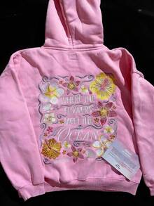 Men Women Y2k Graphic Hoodies Long Sleeve Oversized Hooded Sweatshirt Floral Embroidered Beach Hoodies Pullover Tops For Teen Girl Preppy Aesthetic Clothes - 粉色 - 查看 6