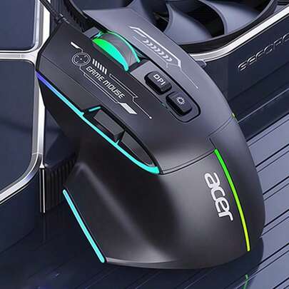 Acer Chuột chơi game thể thao điện tử có dây OMW950 với khả năng tùy chỉnh macro có thể lập trình, DPI có thể điều chỉnh độ chính xác cao, được tối ưu hóa cho chơi game FPS, tương thích với máy tính để bàn và máy tính xách tay, màu đen, có dây và âm thanh