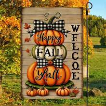 12x18 Inch Double-Sided Gnome & Pumpkin Garden Flag - Perfect For Autumn, Thanksgiving, Halloween And Christmas Decor, Durable Polyester, No Flagpole Included