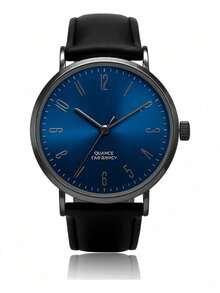 Men's Watch With Leather Strap And Metal Original Launch - Black/Blue - View 2