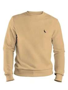Men's Round Neck Sweatshirt Sweater New Release - Beige - View 2
