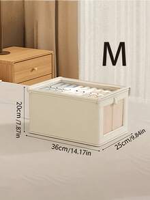 2 peças Caixa de Armazenamento com Zíper e Tampa em Tecido de Linho Bege, Mantém a Casa Arrumada e Limpa, Recipiente de Armazenamento de Tecido Portátil, Armazenamento à Prova de Umidade para Roupas Íntimas, Organizador de Armário Dobrável para Roupas, Calças, Meias, Lingerie, Ideal para Acessórios e Suprimentos Escolares