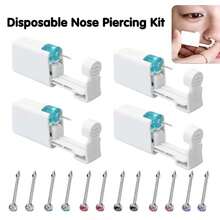 4PCS Self Hypoallergenic Nose Piercing Kit-Disposable Nose Piercing Gun With Built-In Nose Studs - Multicolor - View 11