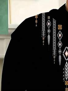 Men's Gentleman Dignified Simple Long Sleeve Shirt, Business Casual, Fall - Black - View 4