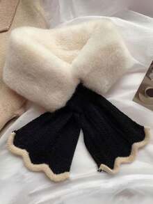 1pc Women Snood Knitted FluffyCollar Warm Neck Wrap, With Fish-Tailed Draped Design, IdealFor Daily Winter ProtectionAccessories Women For Dress - Multicolor - View 9