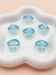 6 件装树脂泰迪熊吊坠和珍珠珠戒指装饰 - 彩色 - 查看 12