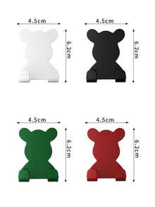 4 pièces/Porte-crochet mural en plastique en forme d'ours, sans perçage, portance élevée, crochet adhésif, support de rangement pour couteau de rasage. Double crochet, crochet adhésif sans perçage, crochet pour accrocher les vêtements dans la salle de bain derrière la porte.